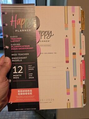 Happy Planner Classic Teacher Layout Planner - Pink, Gold, Peach 2025-2026